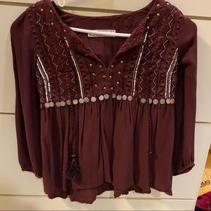 Abercrombie metal accent boho shirt
